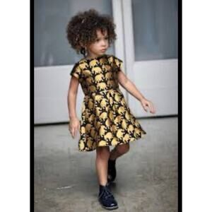 Crewcuts J. Crew Girl’s Sz 8 Holiday Dress Elephants Gold Black Lined 2021